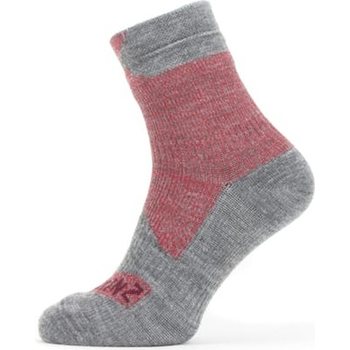 Sealskinz Waterproof All Weather Ankle Length Sock, Red/Grey Marl, XL