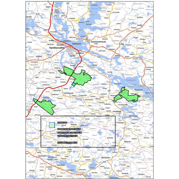 kuusamon yhteismetsä kartta Kuusamon yhteismetsä Day licence 2019 Spring, Small game 